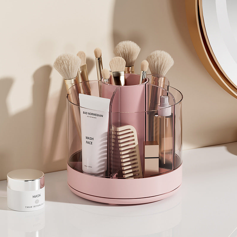 Delicate Transparent Rotating Pen Holder Face Cosmetic Organizer Convenient