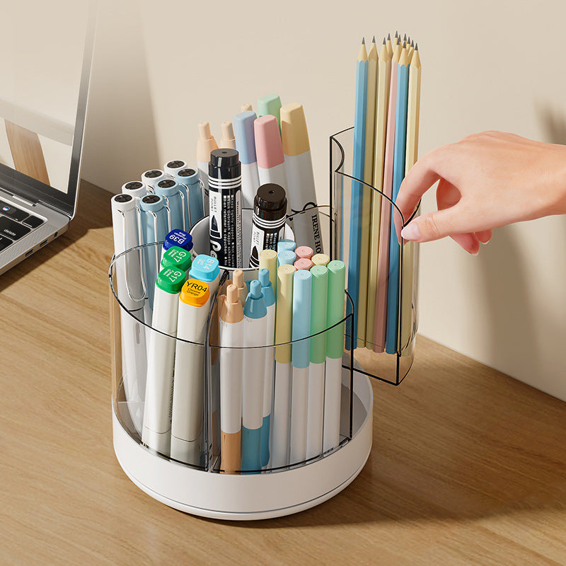Delicate Transparent Rotating Pen Holder Face Cosmetic Organizer Convenient