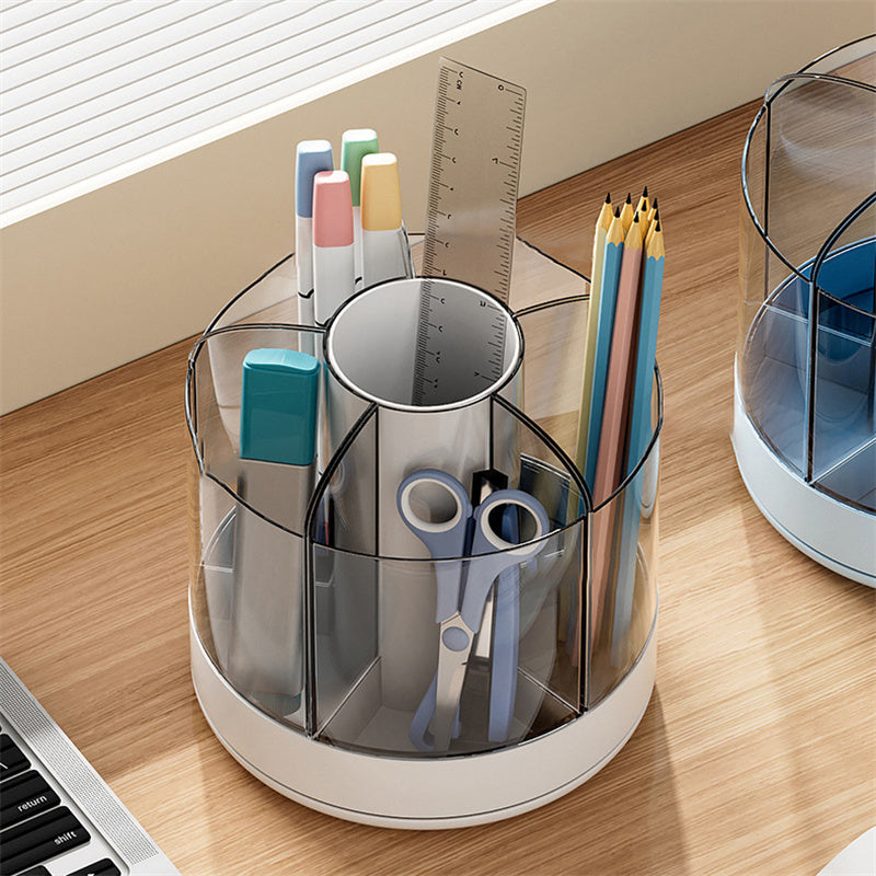 Delicate Transparent Rotating Pen Holder Face Cosmetic Organizer Convenient