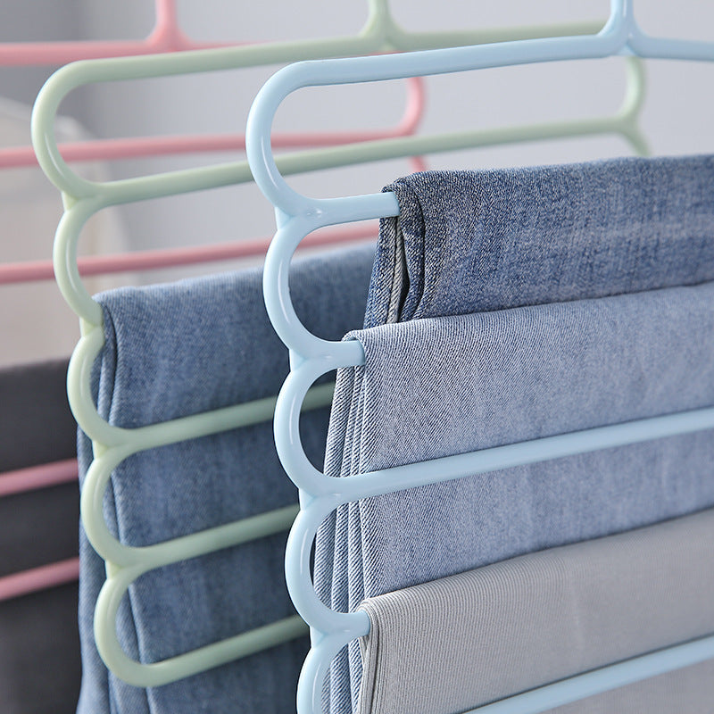 Colored Non-Slip Multi-Layer Trouser Racks Multifunctional Wardrobe 5-Layer Hanging Trousers Hangers