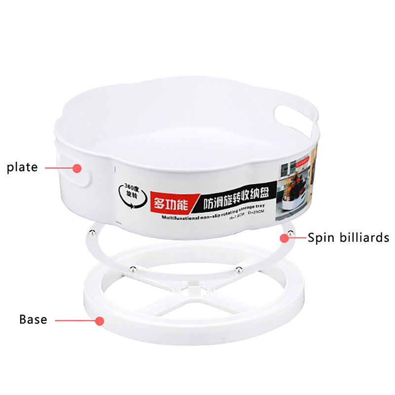 360 Rotating Tray Kitchen Storage Containers for Spice jar Food Snack Tray  Bathroom Tray Non Slip Snack Dried Storage Plate