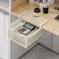 Desktop Drawer Organizer, Under-Desk Hanging Storage Box, Iron Mesh Office Supply, Long Rectangle Design, Chinese Style