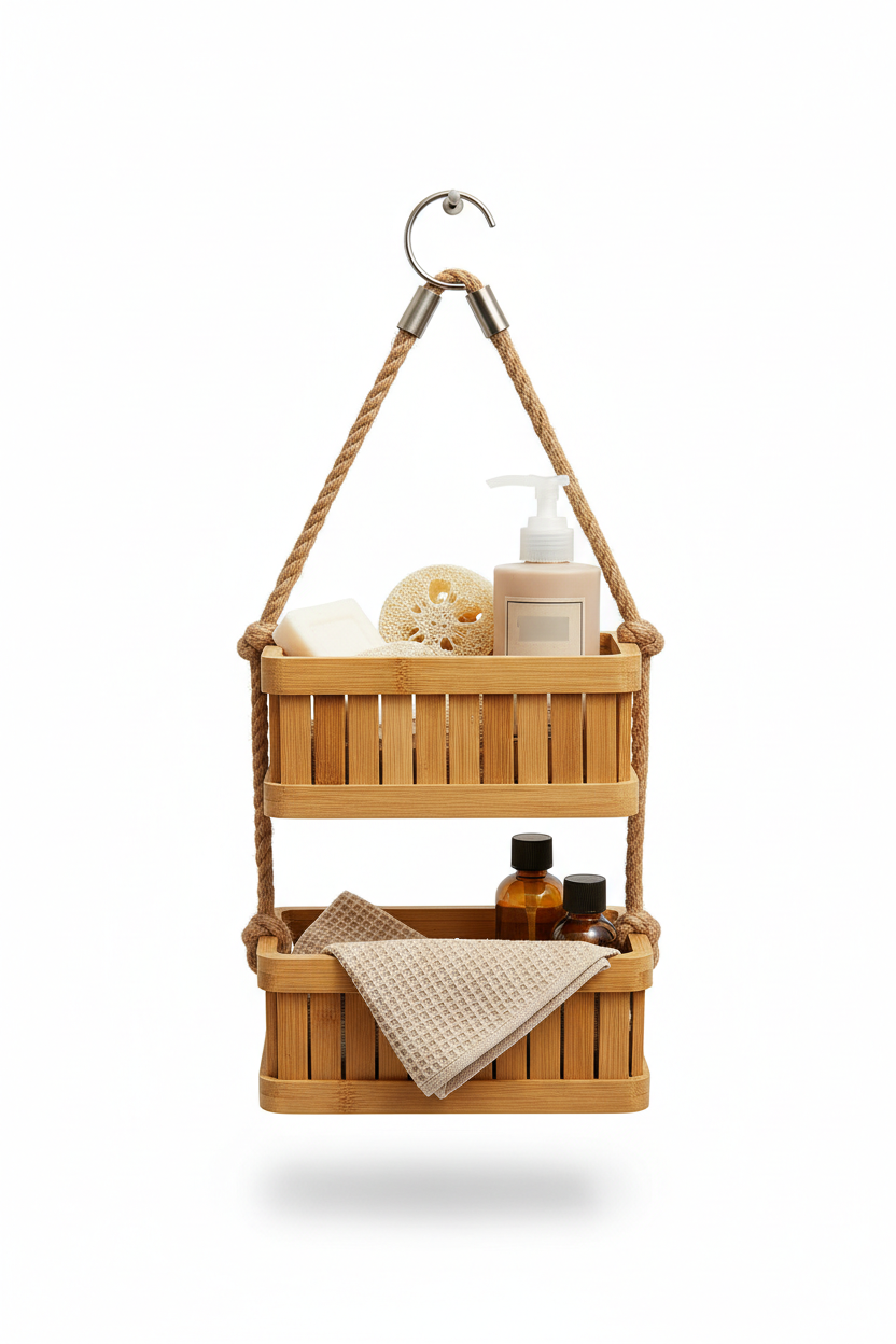 Panier de Rangement Suspendu Bambou