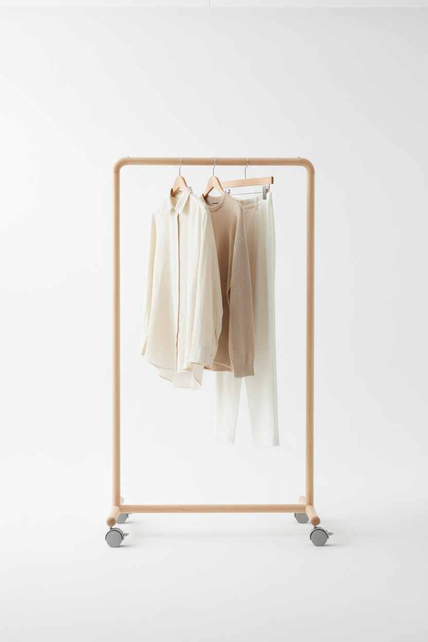 Portant à Vêtements Roulant Premium Bois